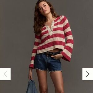 ANTHROPOLOGIE Pilcro Bell-Sleeve Henley Sweater